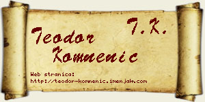 Teodor Komnenić vizit kartica